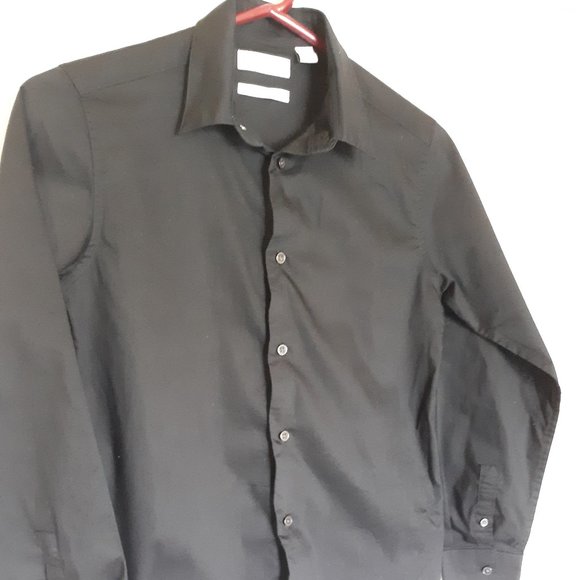 Calvin Klein black slim fit stretch shirt 14 - Picture 1 of 4